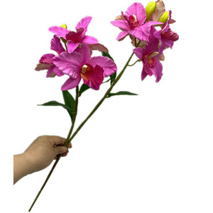 Plante d'orchidée Phalaenopsis artificielle faite à la main, 11 têtes, deux fourches, grand <span class=keywords><strong>cymbidium</strong></span> pour la fête des mères - Product Image 4