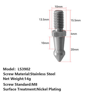 Vis en acier inoxydable de 1/4 et 3/8 pouces, clous de <span class=keywords><strong>pied</strong></span> <span class=keywords><strong>pour</strong></span> monopode de caméra, bâton de selfie, clous antidérapants M8 <span class=keywords><strong>pour</strong></span> bâtons de randonnée en plein air - Product Image 3