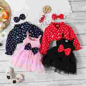 Sıcak satış sevimli Polka Dot hırka ve pamuk Tutu elbise bahar sezonu için bebek kız ODM kaynağı için Set - Product Image 2