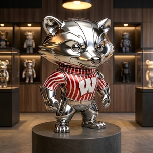 Paslanmaz Çelik Bucky Badger Heykeli Cilalı Hayvan Figürü Wisconsin Temalı Metal El Sanatı Hediyelik Dekor - Product Image 4