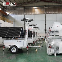 BIGLUX HiSOLO Remorque Solaire Intelligente à LED avec Panneaux Solaires Double Face 450W, Alimentation CC, Rotation Électrique, Inclinaison, IP65