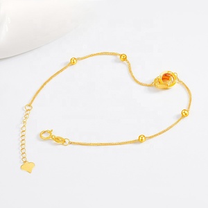 Xinfly Pure18KゴールドショピンチェーンジュエリーAu750ダブルリングバックルビーズブレスレット - Product Image 2