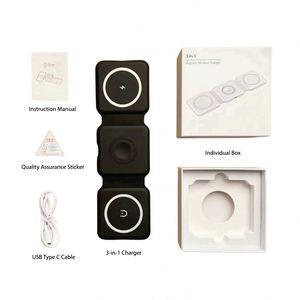 Portable 15W Smart 3-in-1 Foldable Fast <b>Wireless</b> Charger Magnetic Travel Case Dual Business Promotional Gifts Custom Logo - Product Image 5