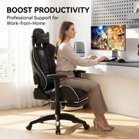Chaise de bureau pivotante extensible en cuir PU AOR avec support lombaire, vérin à gaz 3 positions, cadre en acier, hauteur réglable