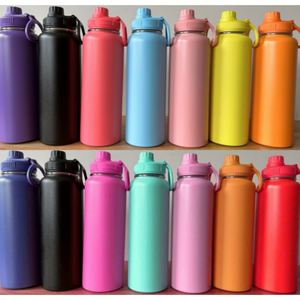 Custom logo 18oz 32oz 40oz Wide Mouth Gym Thermos <b>Flask</b> Stainless Steel Powder Coated Sports Insulated Water Bottle with Lids - Product Image 5