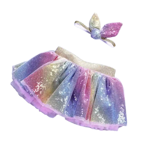 Jupes <span class=keywords><strong>tutu</strong></span> personnalisables écologiques en tulle arc-en-ciel à sequins, taille élastique, <span class=keywords><strong>pour</strong></span> l'été, jupes de bal mignonnes <span class=keywords><strong>pour</strong></span> filles et enfants - Product Image 4
