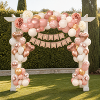 Kit d'arche de guirlande de ballons rose or avec bannière Joyeux Anniversaire et décoration de gâteau pour la décoration de fond de fête