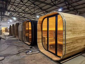 Sauna en bois d'épicéa carbonisé pour 6 personnes, prix de gros, avec éclairage LED - Product Image 3