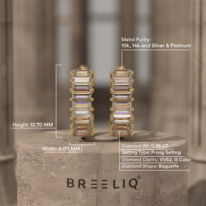 Pendientes de Aro de Oro Sólido de 14K con Diamantes Baguette, Estilo Huggie de Lujo, Joyería Fina para Mujer, Regalo para Boda, Aniversario, Fiesta - Product Image 3