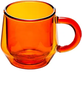 Gerookte Amber Clear Hoge Borosilicaatglas Thee & Koffie Geïsoleerde Dubbelwandige Glazen Herbruikbare Custom Koffie Glas Mokken