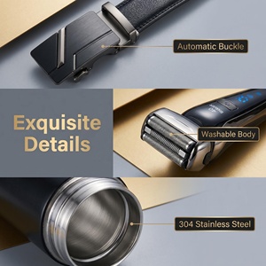 Set Regalo da Uomo Lunaire 4 Pezzi con Rasoio Elettrico, Portafoglio, Cintura, Bicchiere Termico in Elegante Confezione Regalo Nera per la Festa del <span class=keywords><strong>Papà</strong></span> - Product Image 3