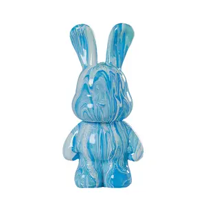 DIY Fluid Bear Rabbit Money Box Toy Model Hot Sale 23cm Blue Resin Animal Shape Religious Figurine Excellent Souvenirs Color