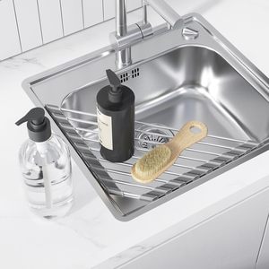 Gran oferta, estante de secado de platos <span class=keywords><strong>enrollable</strong></span> triangular para esquina de fregadero, estante de secado de platos de acero inoxidable plegable pequeño - Product Image 1