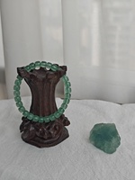 Ensemble de bracelets perlés en cristal vert avec support en bois pour pierres brutes, décoration de bijoux en pierres précieuses, énergie personnelle