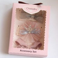 Set Ikat Kepala Anak-anak Set Aksesori Rambut Ikat Kepala Elastis Pita Renda Kartun Desain Putri Elsa Kotak Hadiah Tahun Baru Kuncir Kuda Ganda