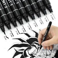 Noir Fine ligne dessin stylo aiguille technique magique dessin stylo croquis marqueurs stylos ensemble pour dessin