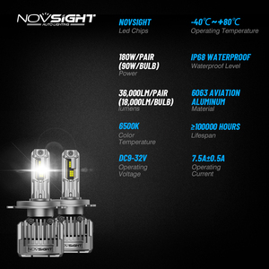 Novsight xe dẫn ánh sáng 180W 36000lm dẫn bóng đèn 9005 <span class=keywords><strong>9006</strong></span> H7 H4 H11 <span class=keywords><strong>CANBUS</strong></span> tự động phụ kiện cao chùm xe dẫn đèn pha - Product Image 6
