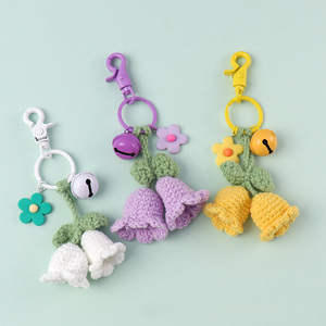 <span class=keywords><strong>Porte</strong></span>-clés fleur de Convallaria colorée au crochet, accessoire suspendu pour rétroviseur de voiture, pendentif macramé tulipe tissé à la main - Product Image 6