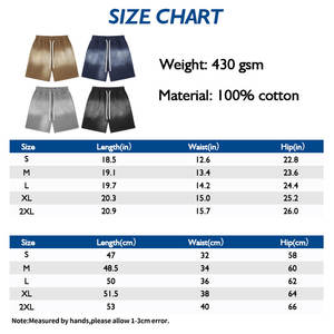 100% Vintage coton lavé Shorts hommes personnalisé poids lourd français éponge solide motif - Product Image 4