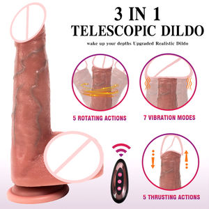 Telescopische Vibrerende Duwende Realistische Dildo Vrouwelijke Masturbatie Verwarming <span class=keywords><strong>Penis</strong></span> Afstandsbediening <span class=keywords><strong>Dick</strong></span> Seksspeeltjes Voor Vrouw - Product Image 2