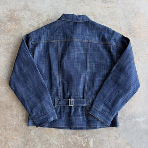 OEM 2026 时尚前褶可调节后背同步设计 15 盎司经典原边靛蓝原色宽腿牛仔裤套装 - Product Image 3