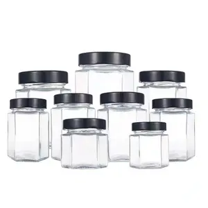 Lọ Thủy Tinh Hình Lục Giác Mật Ong 100Ml 150Ml 180Ml 200Ml 250Ml 500Ml Lọ Thạch Gia Vị Mật Ong Để Đựng Thực Phẩm Nhà Bếp