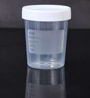 Gobelet de prélèvement d'échantillons d'urine jetable Chengdu HBY 120 ml en PP avec bouchon à vis, 250 pièces/boîte pour usage en laboratoire