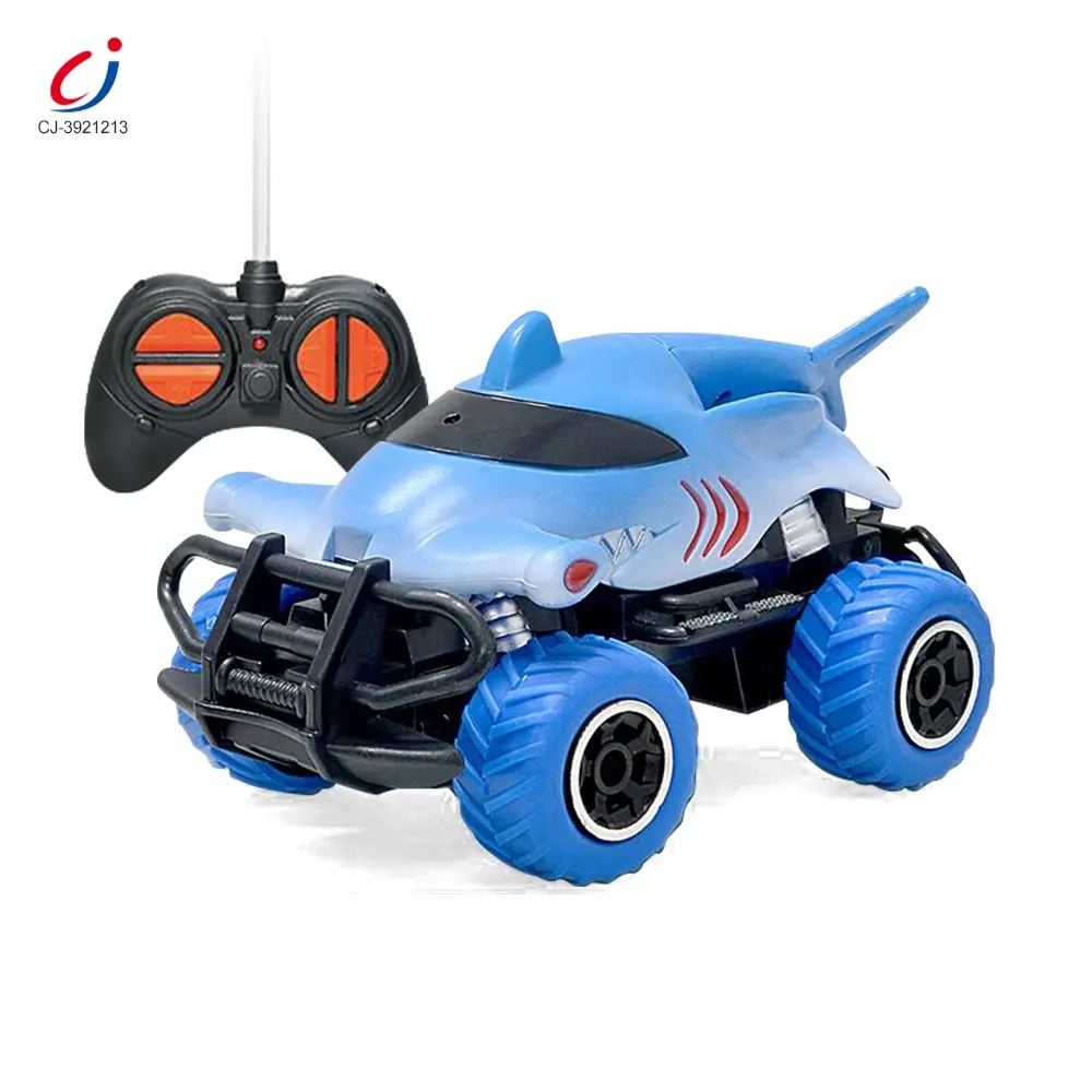 Chengji shantou hot selling toy 4 channel radio rc truck off road vehicle remote control stunt shark car for kids