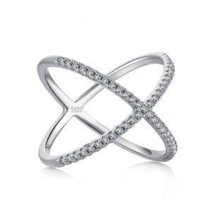Dylam Stylish Design Women Fine Fashion Jewelry Rhodium Plated S925 <b>Silver</b> <b>Cross</b> Infinity 5A Diamond Zirconia Promise <b>Rings</b> - Product Image 1