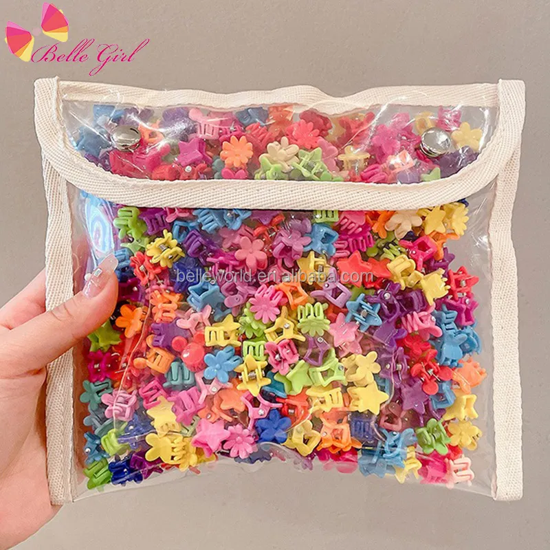 Bellevor Bulk 50 Stuks Een Tas Kinderen Kleine Klauw Clips Mode Accessoires Mini Haarspeld Eenvoudige Bloem Vorm Hand Vastpakken Haar Clip