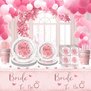 Ensemble de vaisselle jetable thème BRIDE TO BE en or <span class=keywords><strong>rose</strong></span>, fournitures de décoration pour la Saint-Valentin, mariage, fête de mariage, fête prénuptiale - Product Image 2