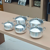 Ensemble de 5 casseroles rondes classiques antiadhésives en aluminium 2024, 18-26 cm, avec couvercle en aluminium, compatibles four et lave-vaisselle