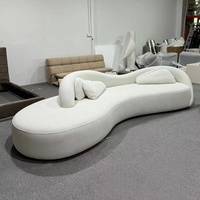 Canapé modulable de grande taille personnalisé et incurvé canapé d'angle de salon en tissu Teddy blanc
