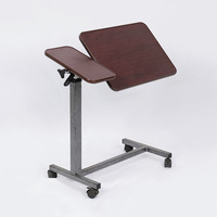 Chariot d'ordinateur portable OEM réglable en hauteur, table de lit roulante, station de travail mobile avec double table latérale