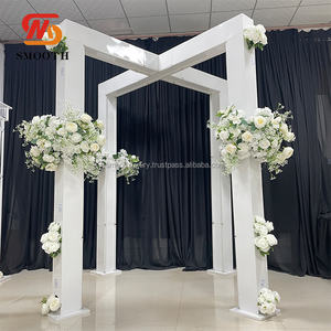 Nuevo diseño acrílico boda Chuppah decoración boda Chuppah blanco Mandap con flores - Product Image 4