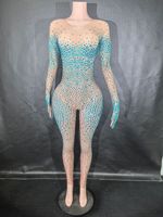 Combinaison moulante de luxe 2026 pour femme, sexy, scintillante, en cristal, extensible, pour chanteuse de boîte de nuit, performance scénique, soirée, tenue de club