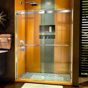 Prezzo più conveniente in alluminio incorniciato porta doccia doppio scorrevole bagno vetro doccia schermo