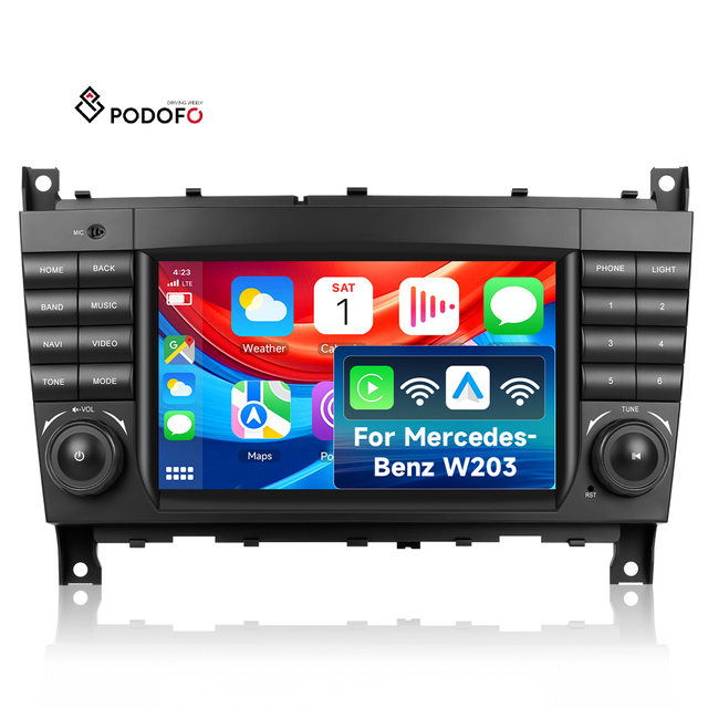 Podofo 4+64G 7'' Android Car Radio for Mercedes-Benz CLC Class/C-Class W203 Wireless Carplay/Android Auto GPS WiFi Wholesale