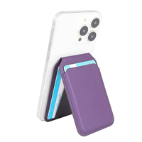 Portefeuille porte-cartes en cuir violet compatible MagSafe, avec support et blocage RFID magnétique pour accessoires iPhone