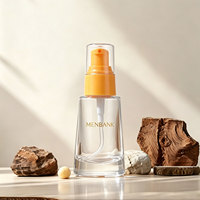 Flacon pompe conique transparent en verre avec pompe crème orange, contenant cosmétique vide pour toner, sérum, liquides de soin de la peau