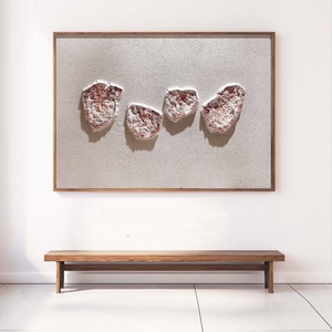 Art mural contemporain abstrait Wabi Sabi pour hôtel, 100% fait main, texture 3D en plâtre et acrylique, peinture esthétique moderne pour la décoration de la maison - Product Image 2