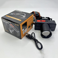 Lampe frontale LED rechargeable USB portable, étanche, super lumineuse 3W en ABS, avec zoom, idéale pour le camping - Vente en gros