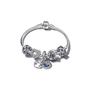 Pulsera Original de Plata 925 de Alta Calidad con Dijes de Astronauta Recogiendo Estrellas, Cuentos de Hadas y Cadena de Serpiente, Estilo Punk Infantil - Product Image 2