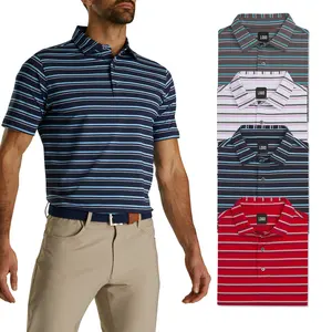 पुरुषों के कपड़ों के निर्माताओं ने ग्राफिक उच्च गुणवत्ता वाले पोलो शर्ट पुरुषों के लिए विंटेज स्ट्रिप्ड हल्के गोल्फ शर्ट