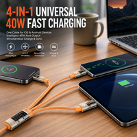 Kabel Pengisian Cepat 4-in-1 Multi USB 240W dengan Type-C/Micro USB untuk iPhone & Android Penggunaan Universal