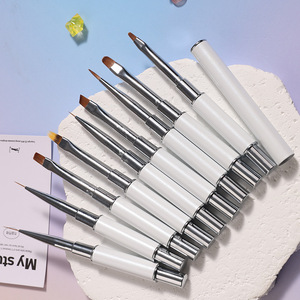 Pinceau à ongles en nylon avec manche en métal blanc, pour lignes fines et précises, liner à une seule traite, gel, French, ombré, mélange, pinceaux de manucure - Product Image 2