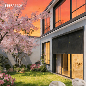 Persianas Enrollables Manuales de Tela <span class=keywords><strong>Horizontal</strong></span> para Exteriores, con Riel de Cremallera, para Pérgola, <span class=keywords><strong>Toldo</strong></span>, Resistentes al Viento, Impermeables, Protección Solar, para Bodas - Product Image 1
