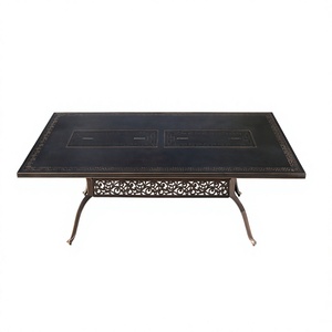 <b>Dual</b> Charcoal Grill Table Cast Aluminum Outdoor Dining Table <b>BBQ</b> Grilling Table for Villa- Courtyard Garden - Product Image 4