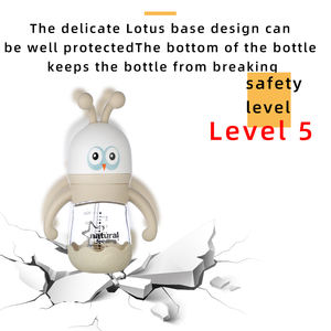 Usine <span class=keywords><strong>Anti</strong></span> <span class=keywords><strong>Colique</strong></span> 180mL <span class=keywords><strong>Biberon</strong></span> Bébé Verre Borosilicate Haut avec Fond Protecteur Poignée En Gel De Silicium Motif Imprimé - Product Image 5