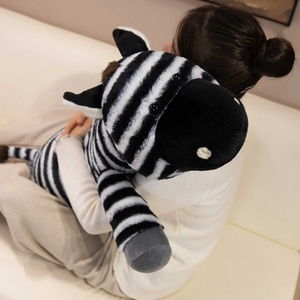 Cuscino Lungo a Forma di Zebra, Bianco e Nero, Peluche Morbido, Cuscino Decorativo per Divano, Regalo di Compleanno - Product Image 3